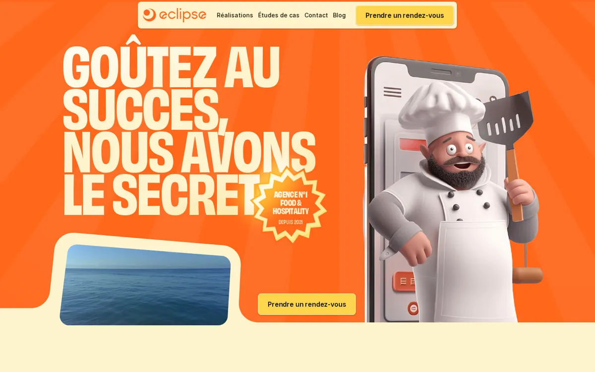 Page d'accueil du site Agence Eclipse
