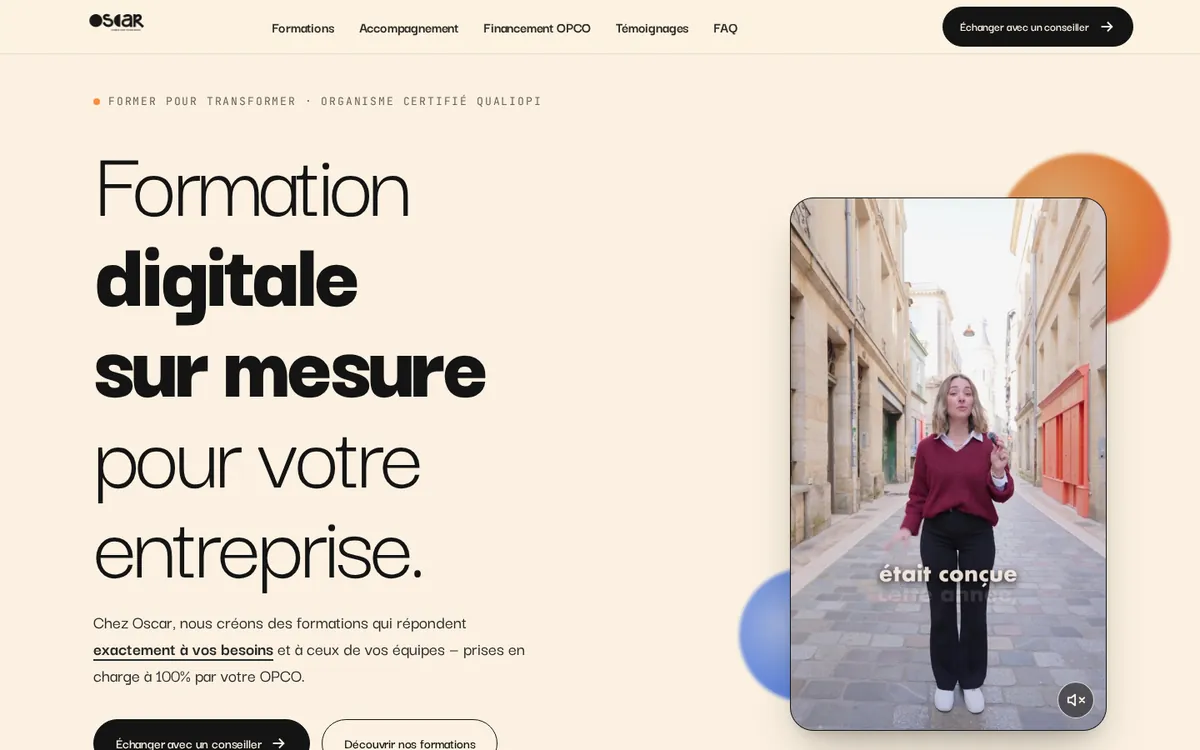 Page d'accueil du site Oscar